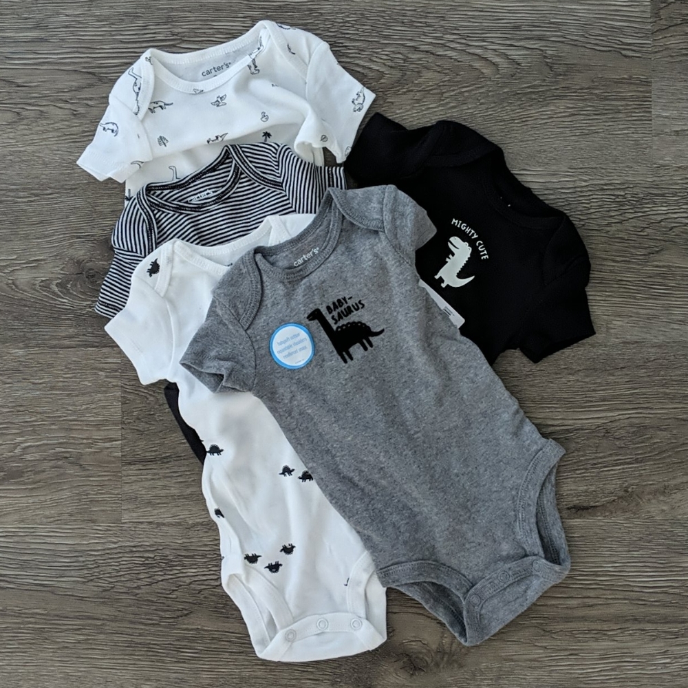 BNWT Set of 5 Carter's Dino Onesies